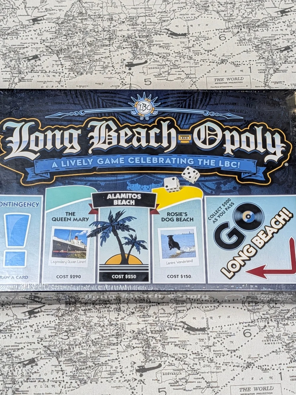 NIB Long Beach-Opoly Board Game Late for the Sky Sealed LBC Monopoly Edition
